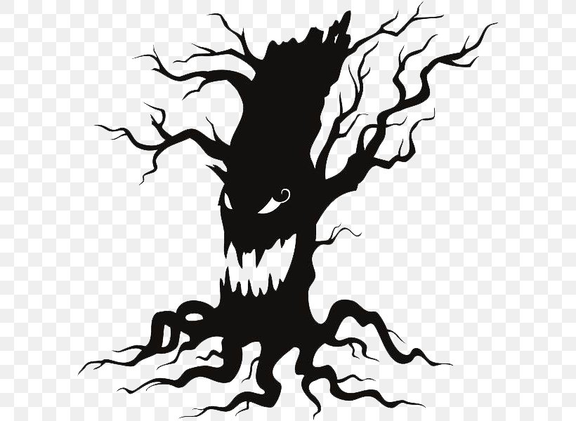 The Halloween Tree Wall Decal Clip Art, PNG, 600x600px, Halloween Tree, Art, Artwork, Black, Black And White Download Free