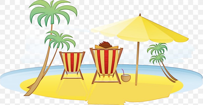 Summer Palm Tree, PNG, 1923x1001px, Yellow, Arecales, Cartoon, Furniture, Palm Tree Download Free