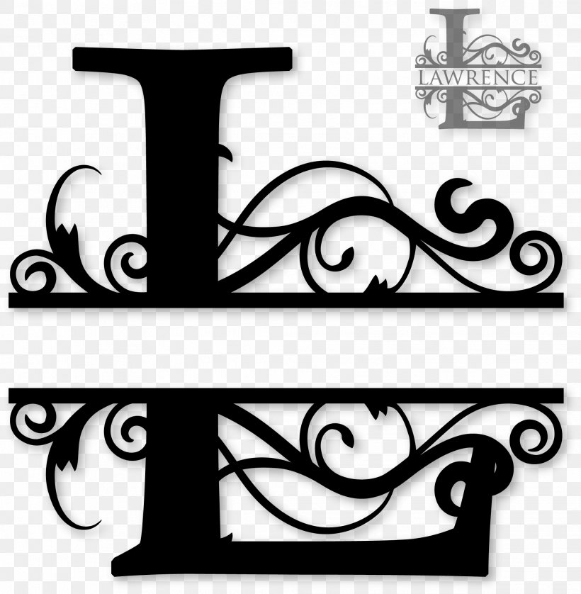 Monogram Letter Initial Clip Art, PNG, 2032x2078px, Monogram, Artwork, Black And White, Cricut, Initial Download Free