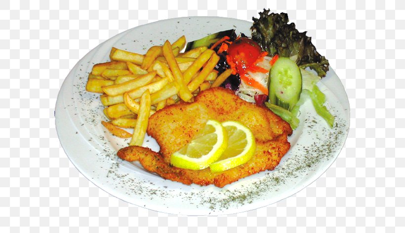 French Fries Wiener Schnitzel Full Breakfast Veal Milanese, PNG, 600x473px, French Fries, American Food, Breading, Cotoletta, Cuisine Download Free