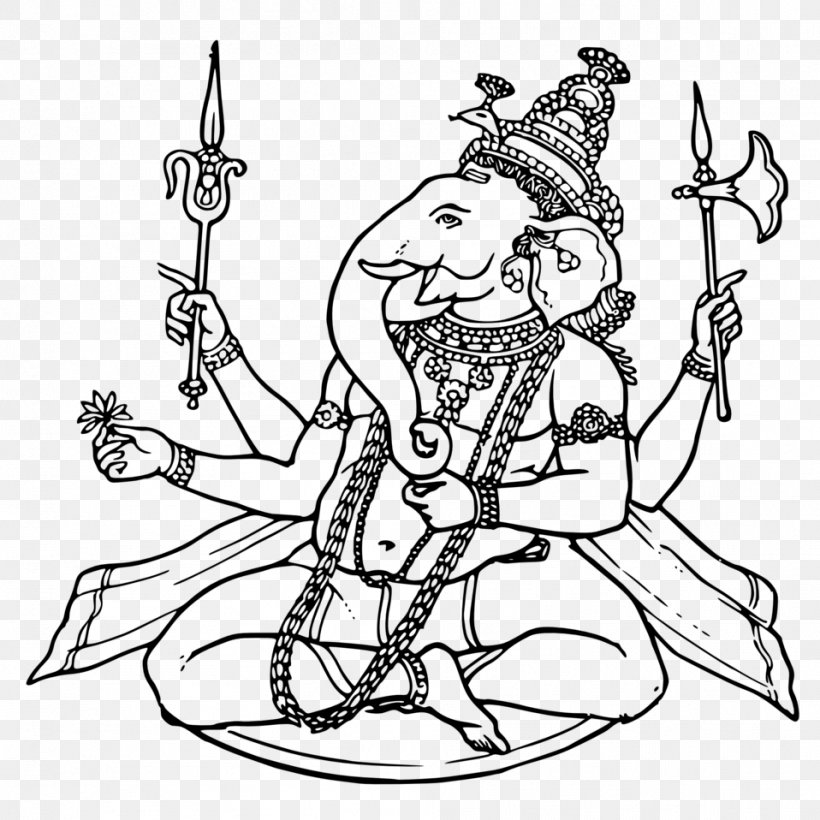Ganesha Hinduism Ganesh Chaturthi Lakshmi Clip Art, PNG, 958x958px, Ganesha, Art, Artwork, Black And White, Chaturthi Download Free