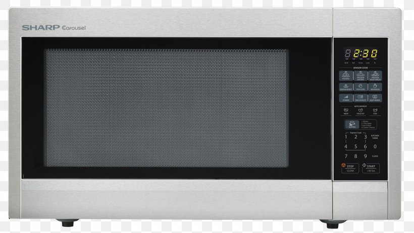 Microwave Ovens Sharp Carousel R-6 1200W Full-Size Sharp Carousel Countertop Microwave Oven Microwave Sharp, PNG, 1500x847px, Microwave Ovens, Cooking, Countertop, Cubic Foot, Electronics Download Free