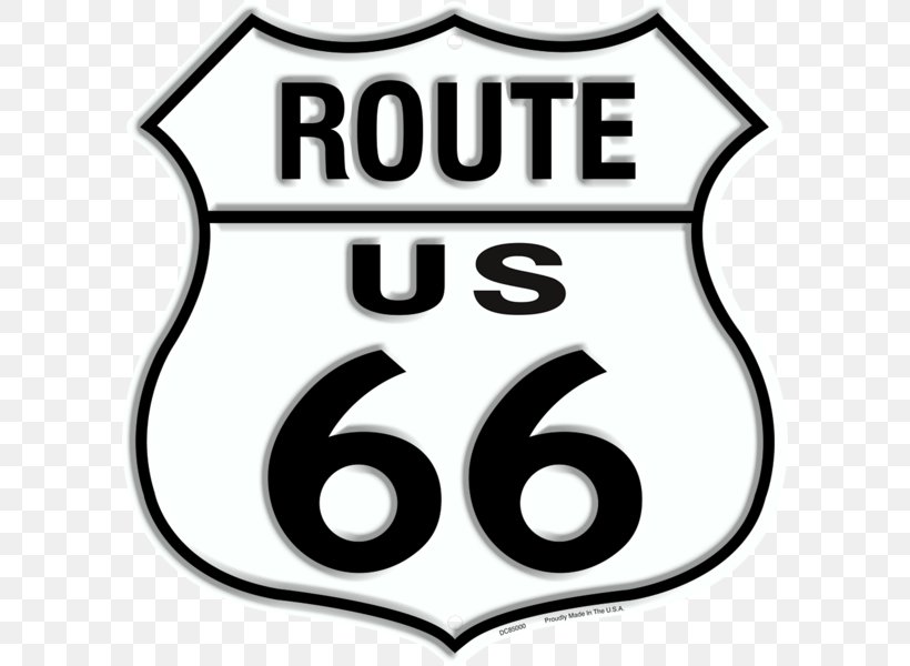 U.S. Route 66 Clip Art Road Brand Logo, PNG, 600x600px, Us Route 66, Area, Black And White, Brand, Logo Download Free