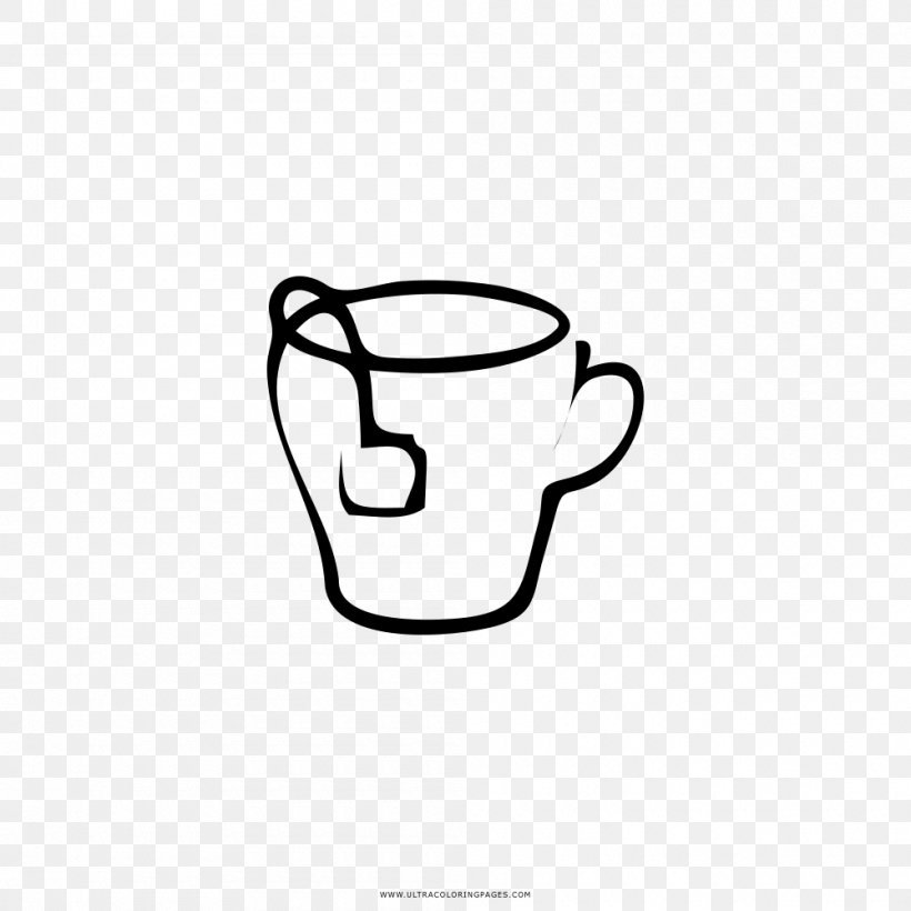 Coffee Cup Mug Tea Bag Drawing, PNG, 1000x1000px, Coffee Cup, Area, Artwork, Black And White, Chinese Tea Download Free