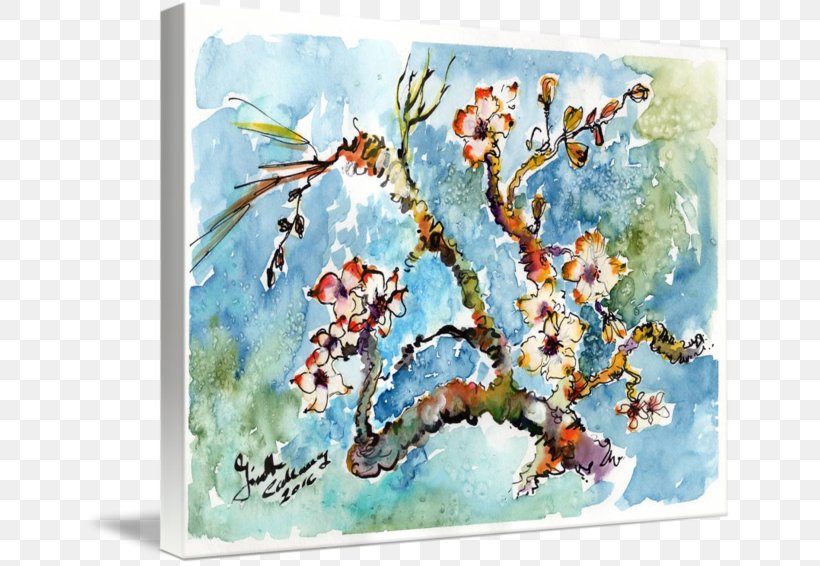 Watercolor Painting Almond Blossoms Art Oil Painting, PNG, 650x566px, Painting, Almond, Almond Blossoms, Art, Artist Download Free