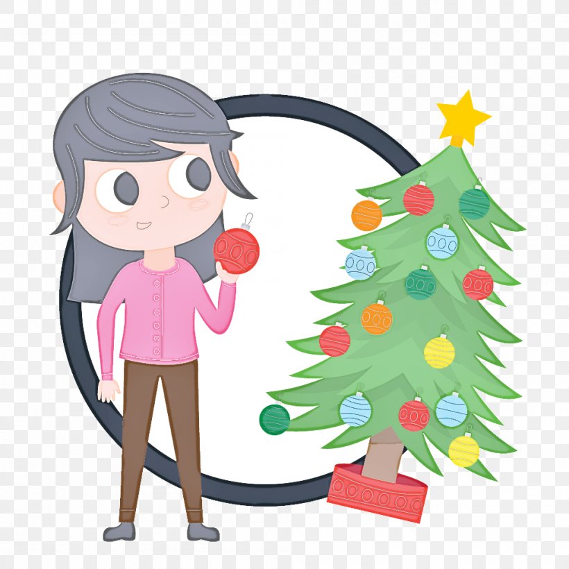 Christmas Tree, PNG, 1000x1000px, Cartoon, Christmas, Christmas Decoration, Christmas Tree, Plant Download Free