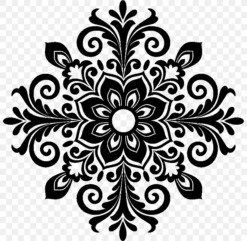 Floral Flower Background, PNG, 800x800px, Wall Decal, Baroque, Blackandwhite, Decal, Floral Design Download Free