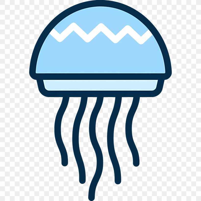 Jellyfish - Cute Cartoon Jellyfish In Blue PNG