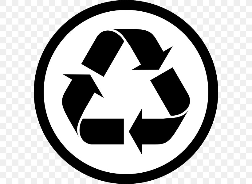 Recycling Symbol Environmentally Friendly Clip Art, PNG, 600x600px, Recycling Symbol, Area, Black And White, Brand, Environmentally Friendly Download Free