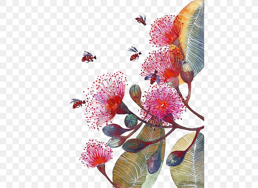 Flower Paper Bee Watercolor Painting Corymbia Ficifolia, PNG, 479x600px, Flower, Art, Bee, Color, Corymbia Ficifolia Download Free