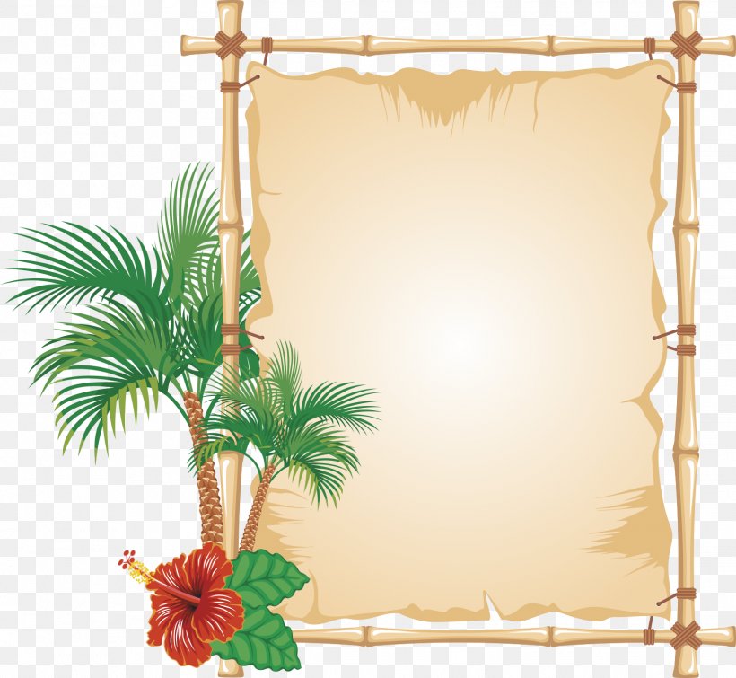 Palm Border, PNG, 1627x1500px, Picture Frames, Bamboo, Decorative Arts, Graphic Arts, Picture Frame Download Free