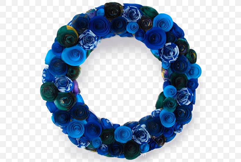 Bead Wreath, PNG, 563x551px, Bead, Blue, Cobalt Blue, Jewellery, Jewelry Making Download Free
