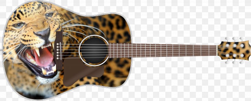 Acoustic Guitar Jaguar Leopard Cat Acoustic-electric Guitar, PNG, 3102x1252px, Watercolor, Cartoon, Flower, Frame, Heart Download Free
