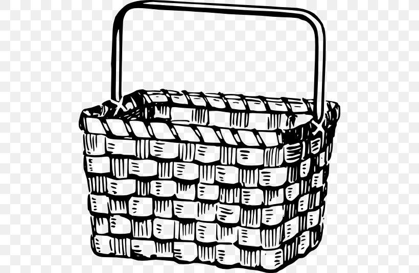 Picnic Baskets Clip Art, PNG, 512x535px, Picnic Baskets, Basket, Black And White, Drawing, Easter Basket Download Free