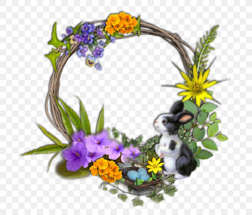 Easter Bunny Easter Egg Wreath Easter Postcard, PNG, 700x700px, Easter, Decoupage, Easter Bunny, Easter Egg, Easter Postcard Download Free