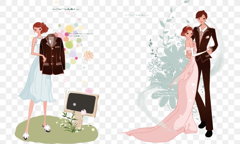 Wedding Marriage Bride Woman Illustration, PNG, 719x493px, Watercolor, Cartoon, Flower, Frame, Heart Download Free