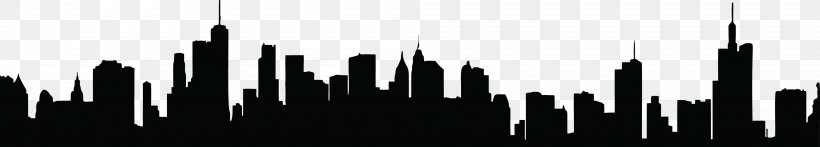 Skyline Cityscape Silhouette, PNG, 4000x719px, Skyline, Art, Black And White, City, Cityscape Download Free