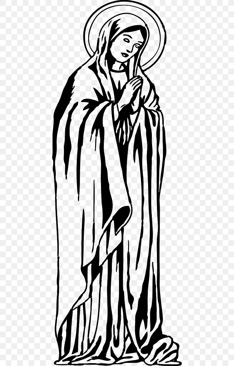 Vector Graphics Clip Art Image Madonna Veneration Of Mary In The Catholic Church, PNG, 640x1280px, Madonna, Art, Artwork, Black, Black And White Download Free