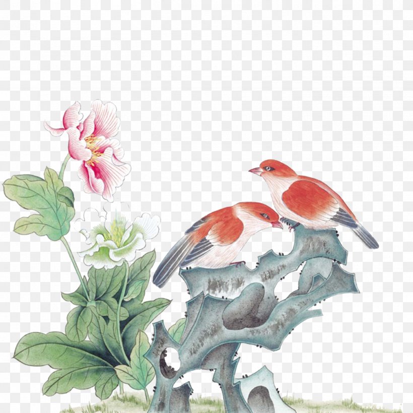 Bird Ink Wash Painting Chinese Painting Gongbi, PNG, 1417x1417px, Bird, Art, Beak, Bird And Flower Painting, Blue Download Free