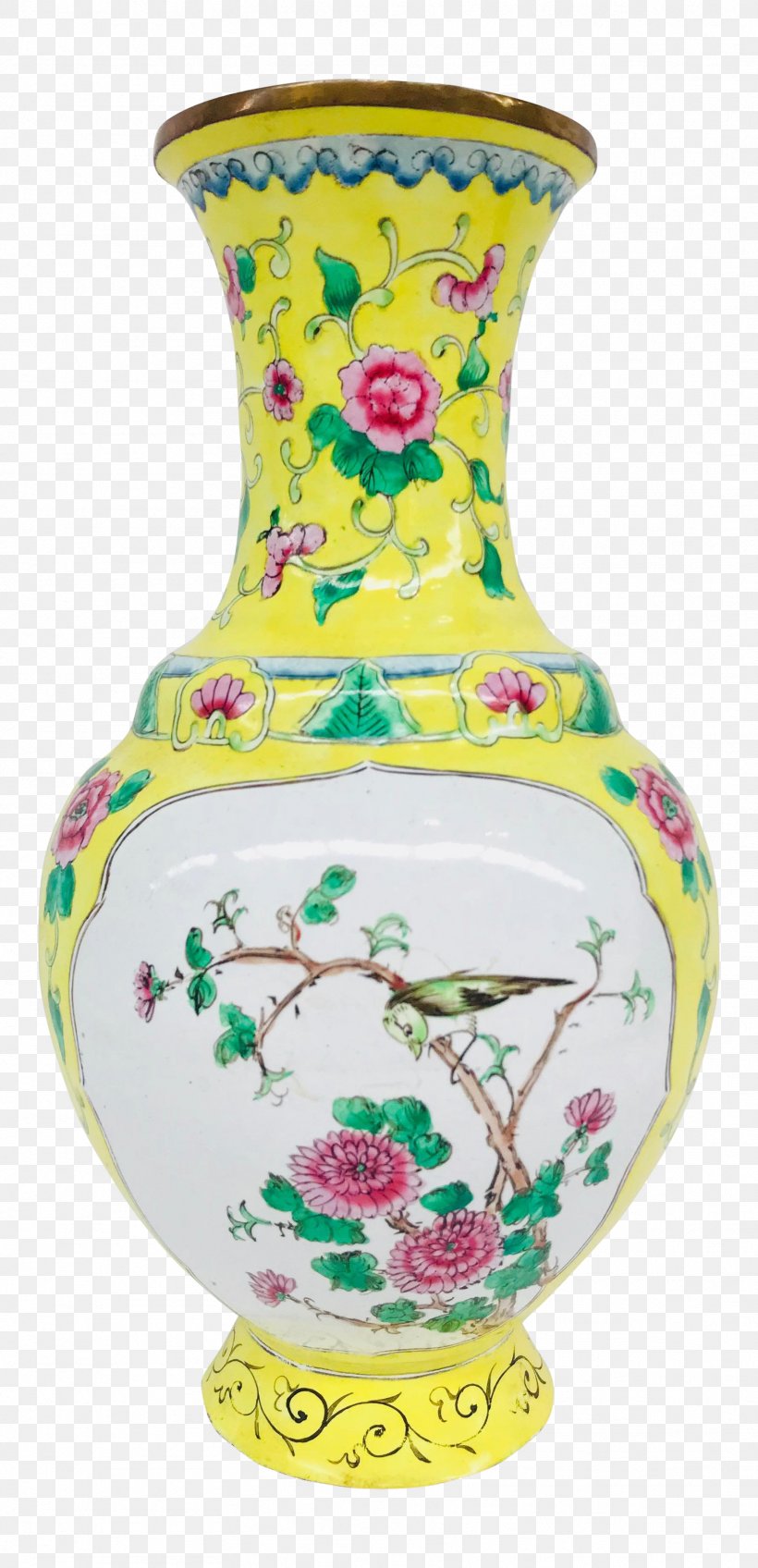 Vase Ceramic Yellow Floral Design Headboard, PNG, 1769x3660px, Vase, Artifact, Ceramic, Ceramic Pottery Glazes, Chairish Download Free