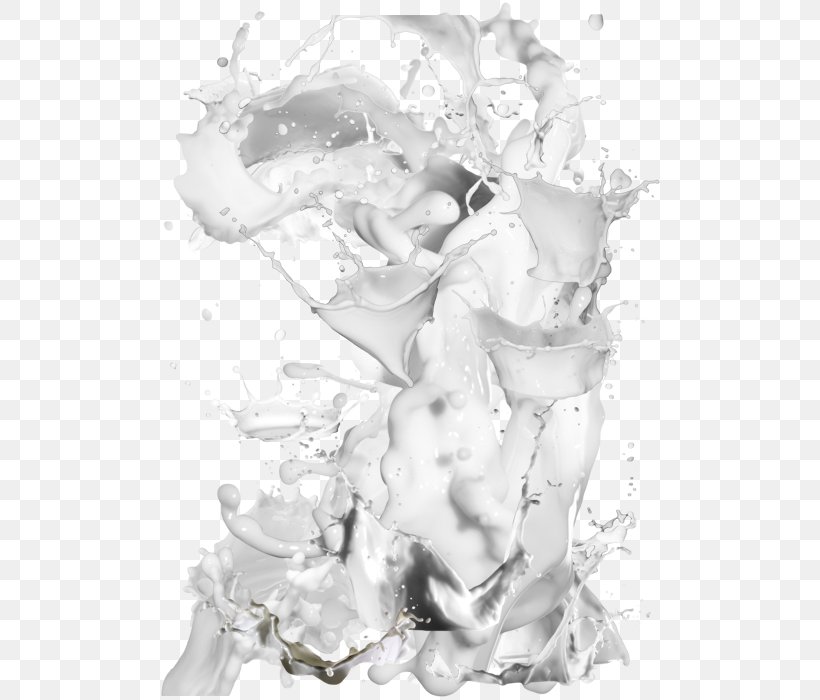 Milk Splash, PNG, 500x700px, Milkshake, Black And White, Computer Software, Flower, Jaw Download Free