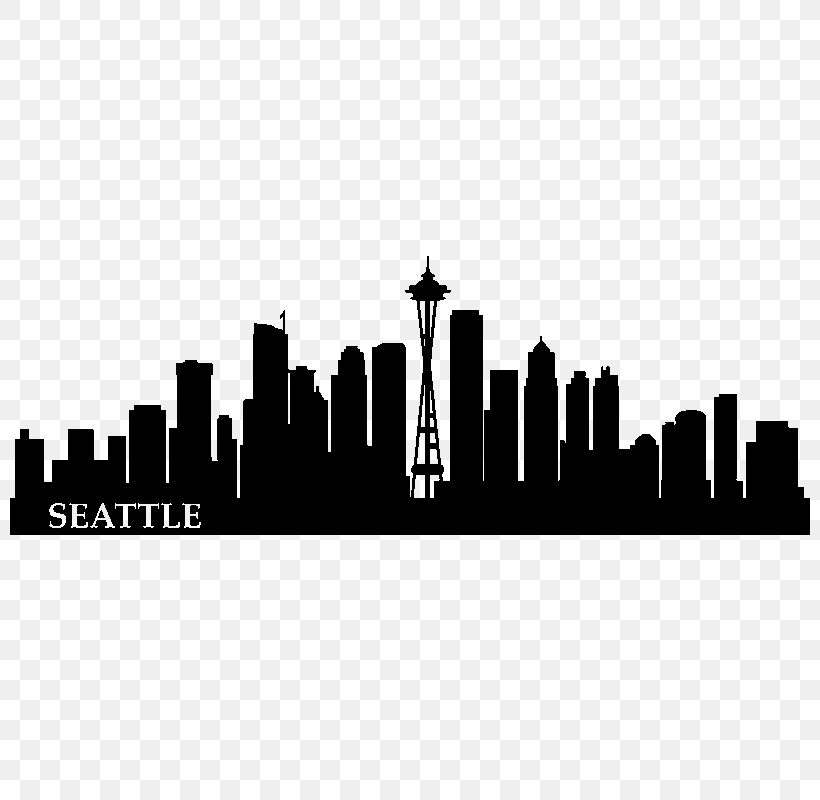Downtown Seattle Wall Decal Skyline Cityscape New York City, PNG, 800x800px, Downtown Seattle, Art, Black And White, Canvas Print, City Download Free