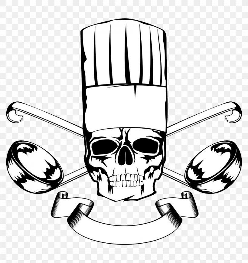 Chef Skull Royalty-free Clip Art, PNG, 943x1000px, Chef, Black And White, Bone, Drawing, Drinkware Download Free