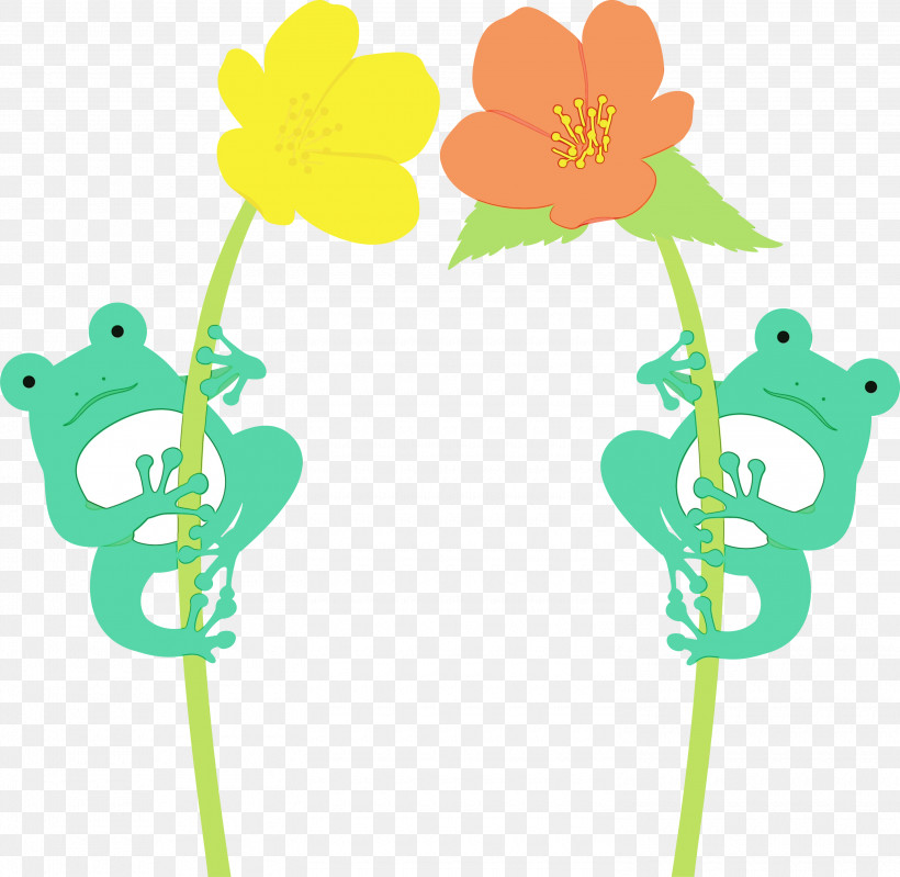Plant Stem Flower Leaf Cartoon Petal, PNG, 3000x2924px, Frog, Biology, Cartoon, Flower, Green Download Free