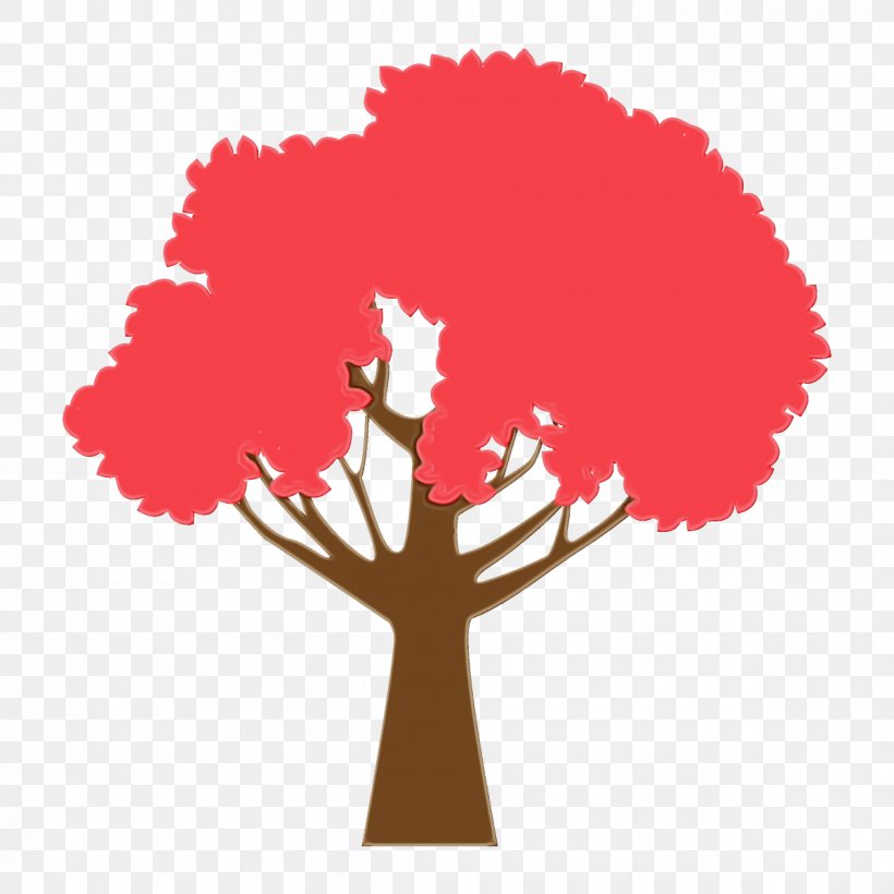 Red Tree Plant Logo Silhouette, PNG, 1200x1200px, Watercolor, Logo, Paint, Plant, Red Download Free