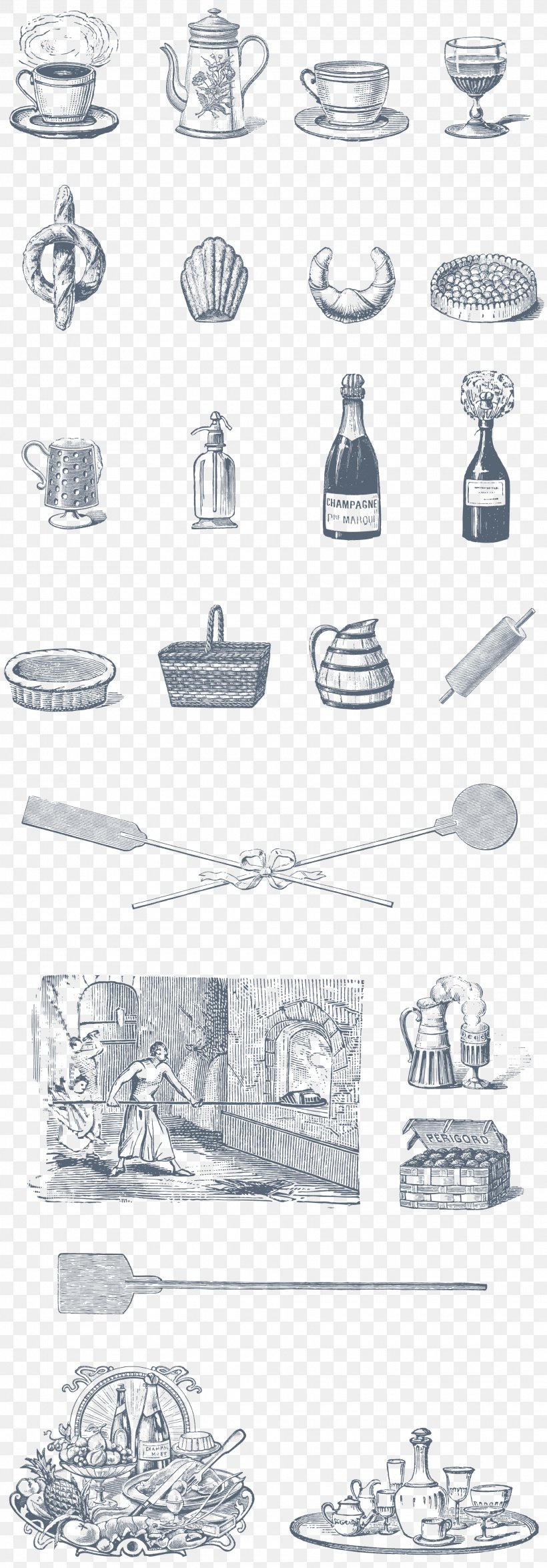 Drawing Food Art, PNG, 1920x5502px, Drawing, Art, Artwork, Black And White, Cartoon Download Free