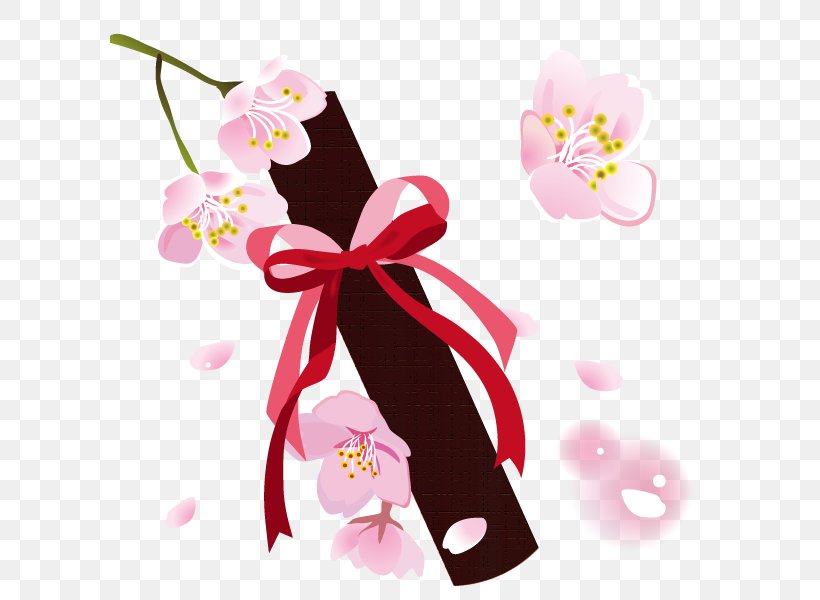 Cherry Blossoms And Diploma., PNG, 600x600px, Floral Design, Blossom, Cherry Blossom, Cut Flowers, Floristry Download Free