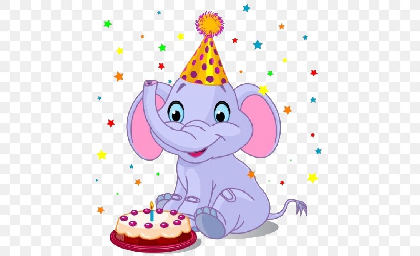 Birthday Cake Elephantidae Greeting & Note Cards Clip Art, PNG, 500x500px, Birthday Cake, Anniversary, Art, Baby Toys, Balloon Download Free