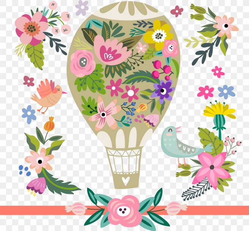 Cartoon Illustration, PNG, 3323x3077px, Flower, Art, Balloon, Branch, Clip Art Download Free