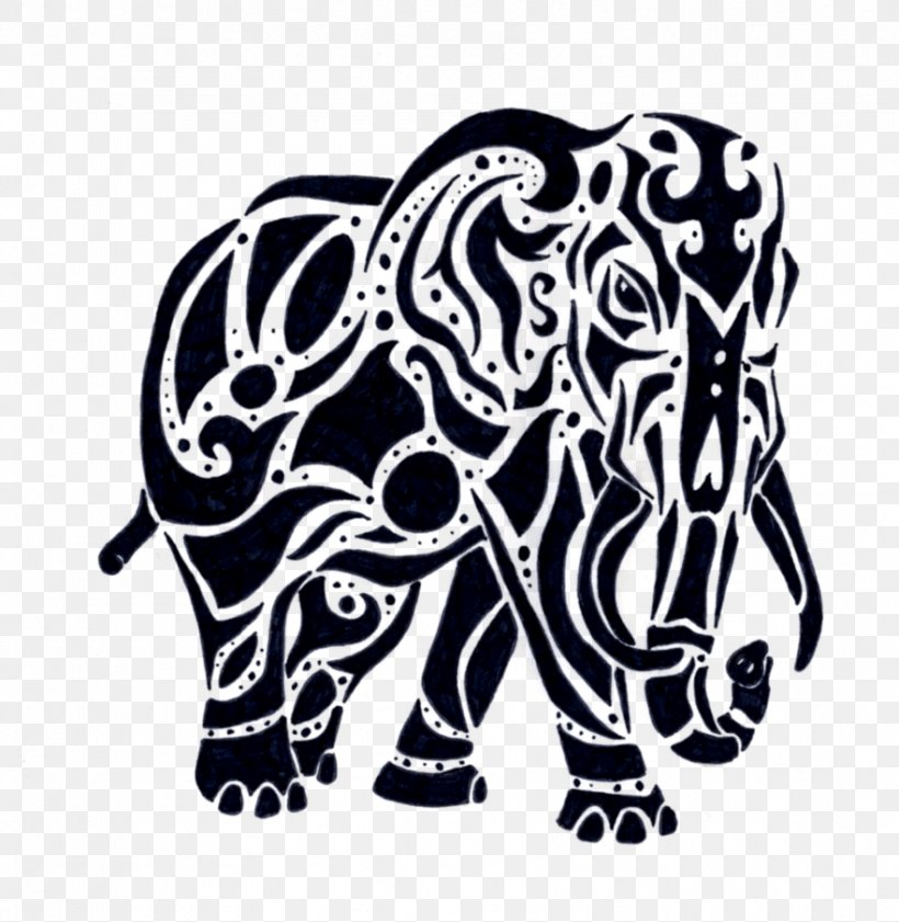 African Elephant Indian Elephant Polynesia Tattoo, PNG, 882x905px, African Elephant, Animal, Art, Asian Elephant, Black Download Free