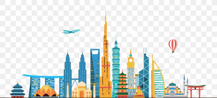 Vector Graphics Tourism Dubai Travel Illustration, PNG, 1800x818px, Tourism, Asia, Building, City, Cityscape Download Free