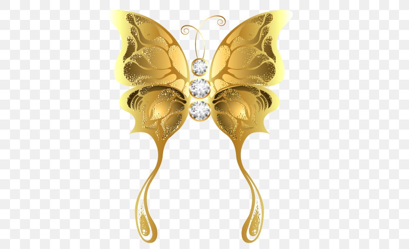 Butterfly Euclidean Vector, PNG, 500x500px, Butterfly, Designer, Gold, Insect, Invertebrate Download Free