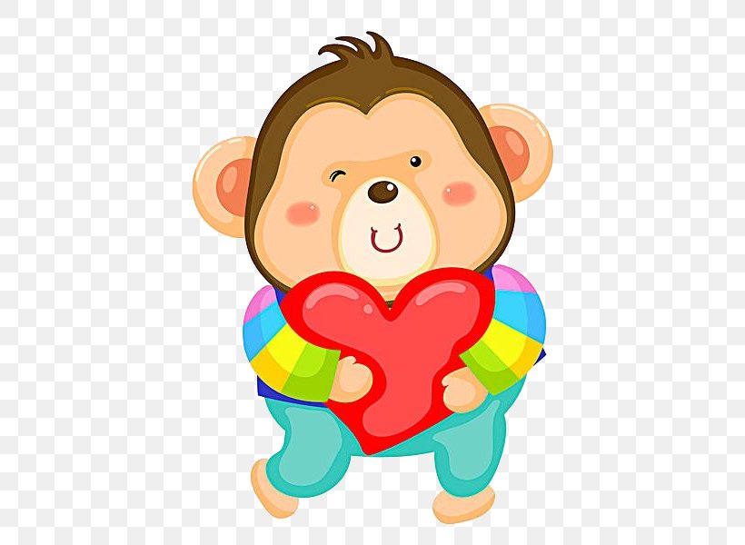 Ape Monkey, PNG, 492x600px, Watercolor, Cartoon, Flower, Frame, Heart Download Free