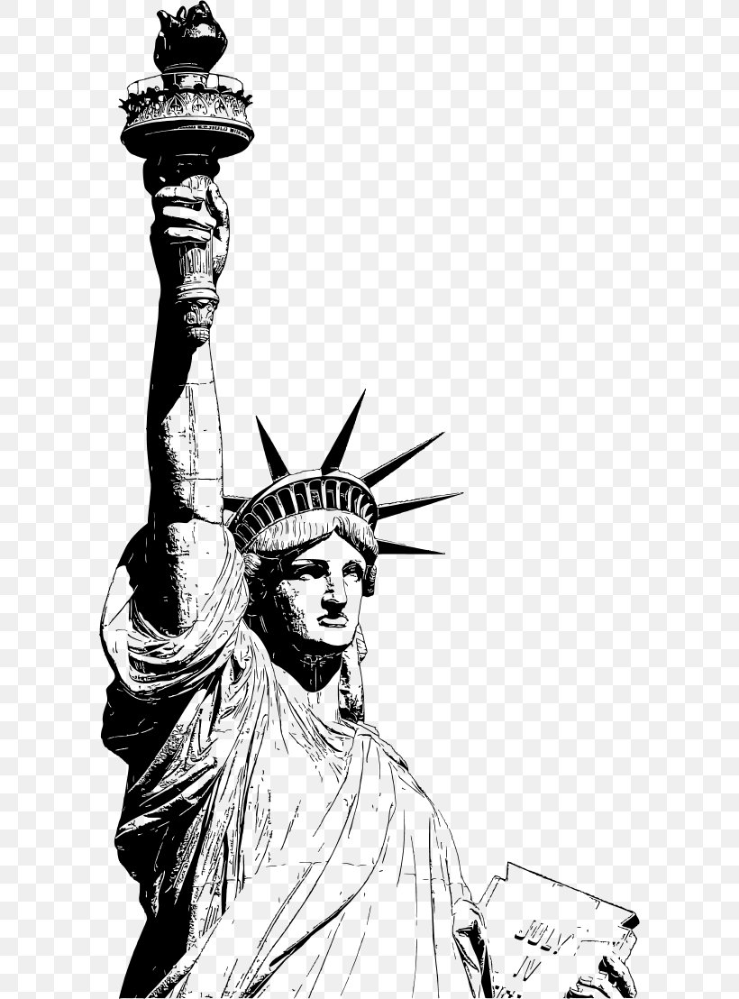 Statue Of Liberty Drawing Art, PNG, 600x1108px, Statue Of Liberty, Art, Black And White, Comics Artist, Costume Design Download Free