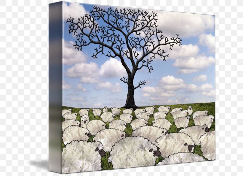 Gallery Wrap Sheep Canvas Art Branching, PNG, 650x593px, Gallery Wrap, Art, Blossom, Branch, Branching Download Free