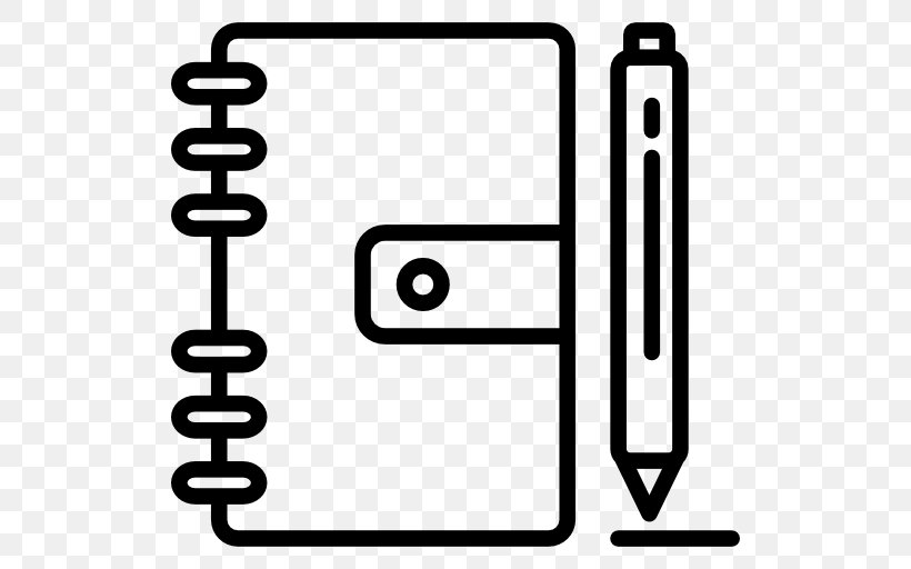 Notebook Vector, PNG, 512x512px, Notebook, Area, Black And White, Clipboard, Diary Download Free