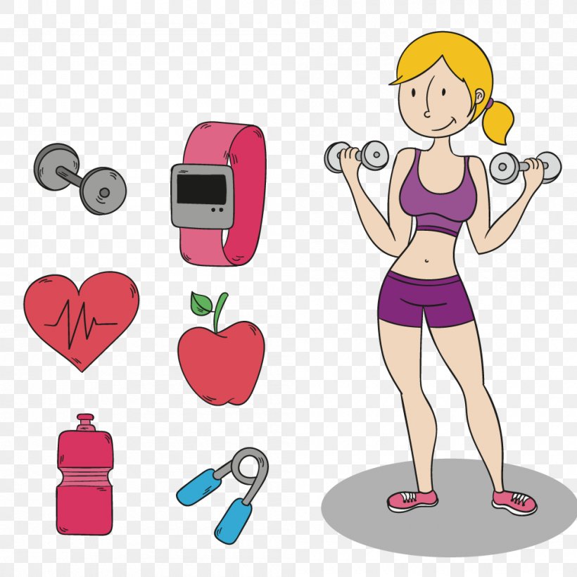 Fitness Centre Clip Art, PNG, 1000x1000px, Watercolor, Cartoon, Flower, Frame, Heart Download Free