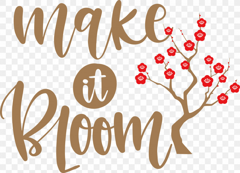 Make It Bloom Bloom Spring, PNG, 3000x2162px, Bloom, Amazoncom, Calligraphy, Diary, Floral Design Download Free
