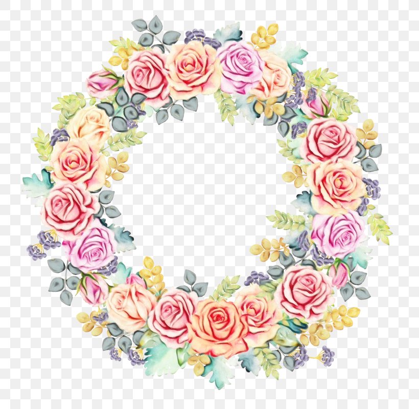 Watercolor Wreath Flower, PNG, 800x799px, Flower, Cut Flowers, Drawing, Floral Design, Garden Roses Download Free