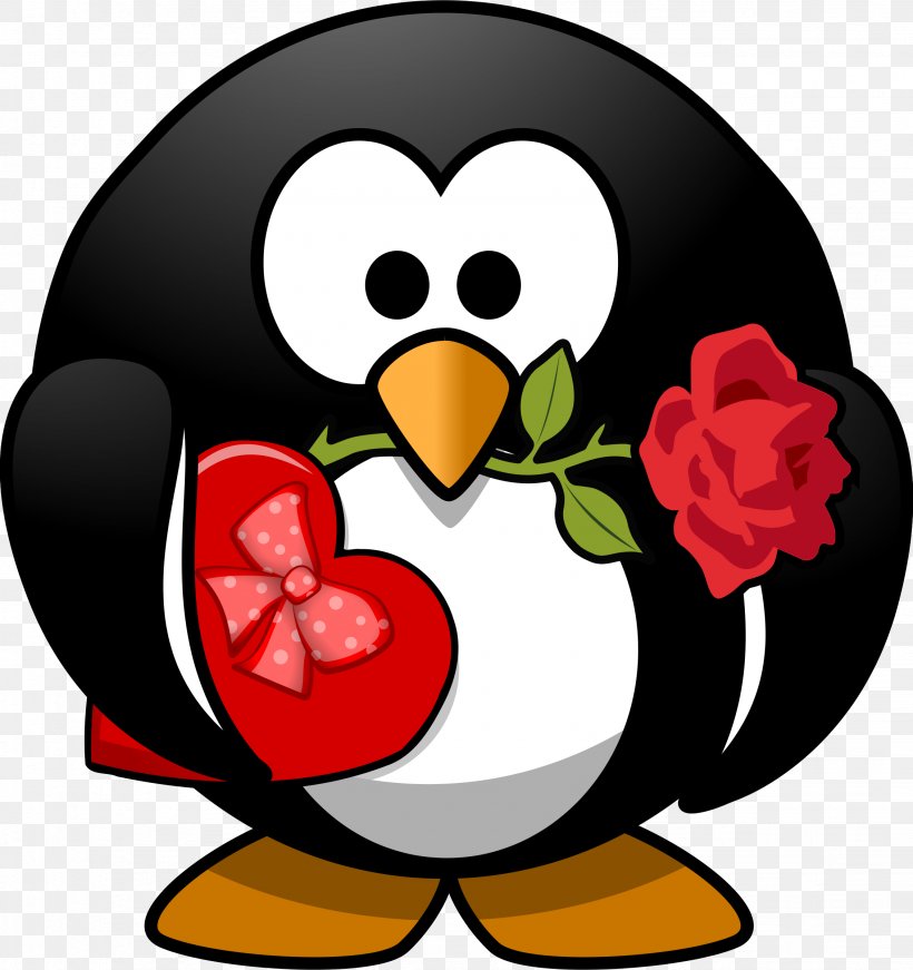Penguin Valentines Day Gift Clip Art, PNG, 2259x2400px, Watercolor, Cartoon, Flower, Frame, Heart Download Free