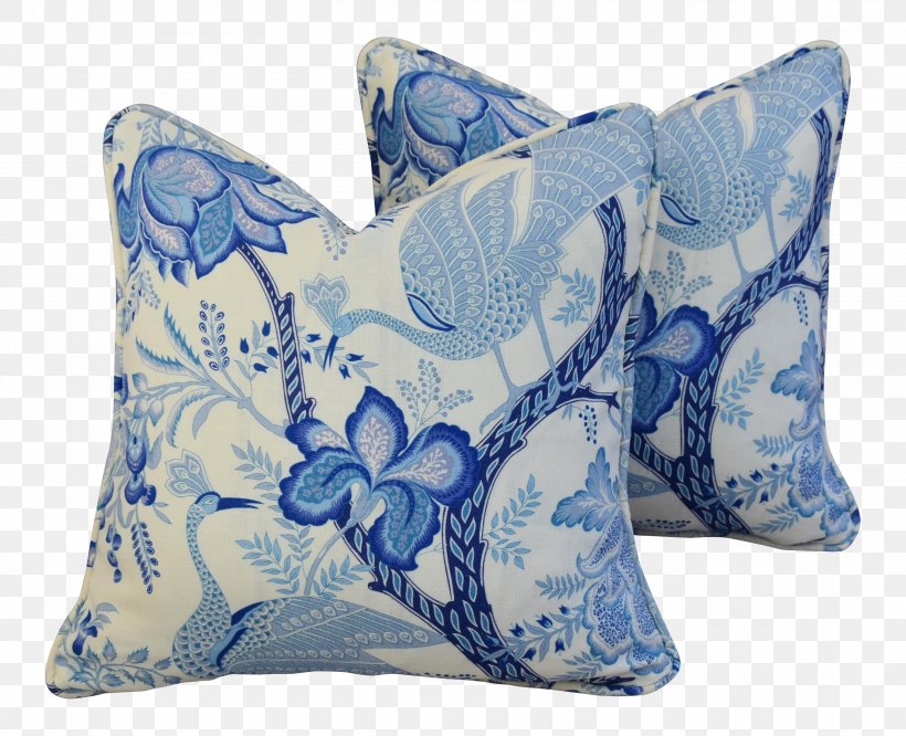 Throw Pillows Cushion Blue White, PNG, 3021x2456px, Pillow, Blue, Chinoiserie, Cushion, Textile Download Free
