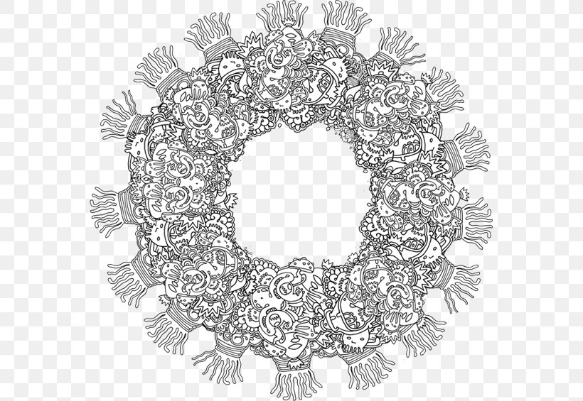 Vector Graphics Wreath Design Drawing, PNG, 567x565px, Wreath, Black And White, Christmas Day, Decor, Drawing Download Free