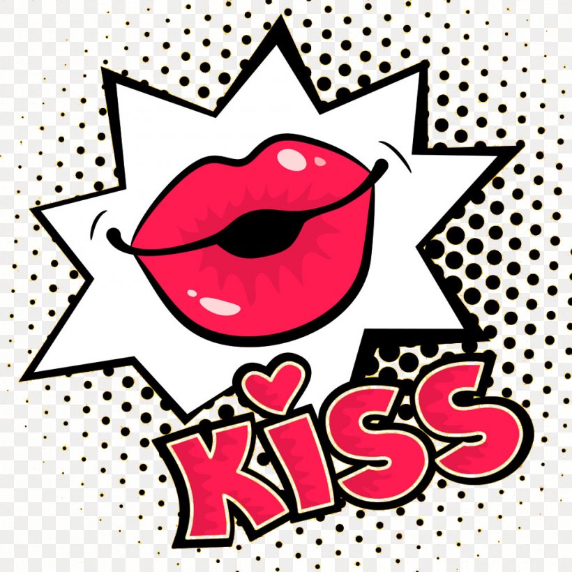 Kiss Comics Lip Illustration, PNG, 1000x1000px, Watercolor, Cartoon, Flower, Frame, Heart Download Free