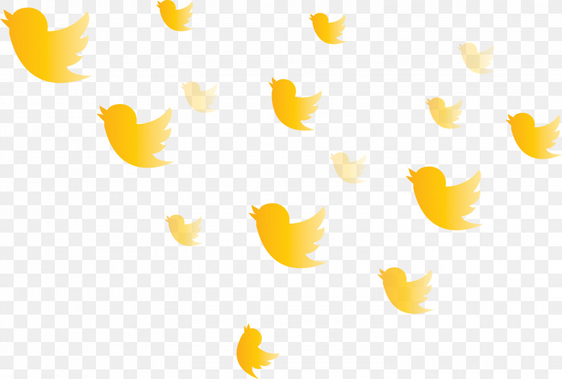 Twitter Flying Birds Birds, PNG, 3000x2027px, Twitter, Birds, Flying Birds, Heart, Yellow Download Free
