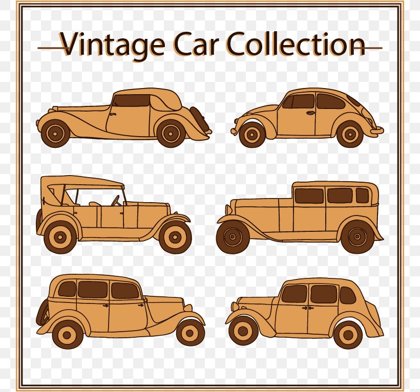 6 Vintage Cars, PNG, 758x766px, Car, Antique Car, Automotive Design, Brand, Classic Car Download Free