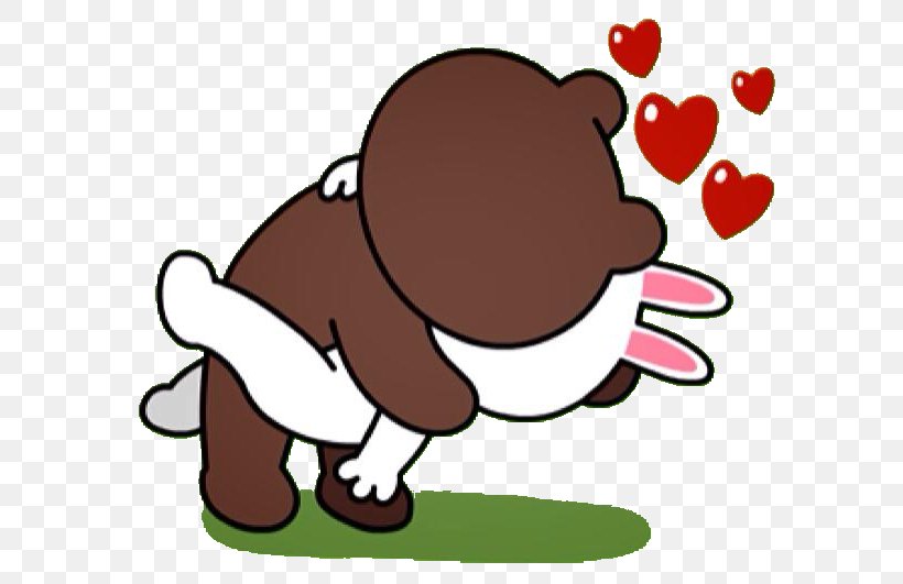 Sticker Line Friends Messaging Apps Brown Bear, PNG, 640x531px, Watercolor, Cartoon, Flower, Frame, Heart Download Free